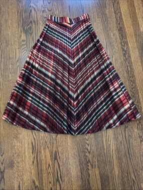 🤪🤪 ZARA Red Plaid A-Line Midi Skirt